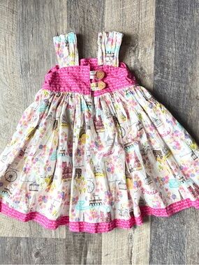 Girls Boutique Paris Dress 4 5 Eiffel Tower Floral Pinafore Dress